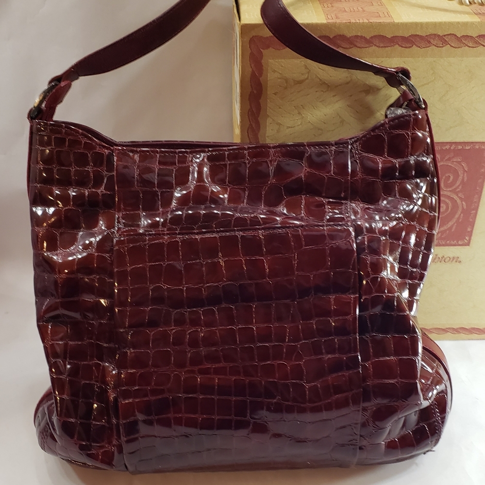 Sold Brighton Dark Red/Burgundy Croc Purse + Bonus - Picture 4 of 8